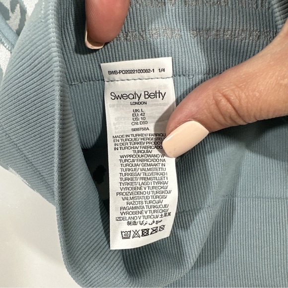 NWT‎ Sweaty Betty [ Large ] Leopard Jacquard Stamina Sports Bra Vapour Blue - Picture 8 of 12